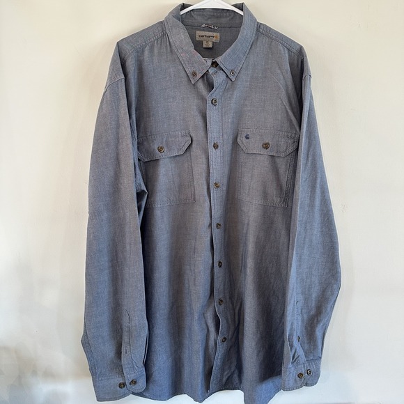 Carhartt Other - Mens Carhartt Button Shirt Blue Long Sleeve Shirt Relaxed Fit Blue Chambray 2XL